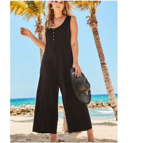 SWIMSUITS FOR ALL Isla Jumpsuit Coverup Black Size 18/20 NWOT F174 - Picture 1 of 7